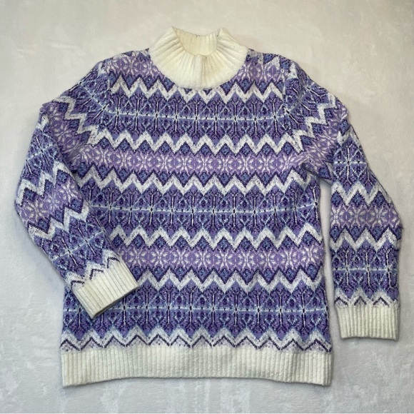 Talbots Sweaters - Talbots Sweater Womens Sz SP Purple Fair Isle Winter Grannycore Wool Blend Cozy